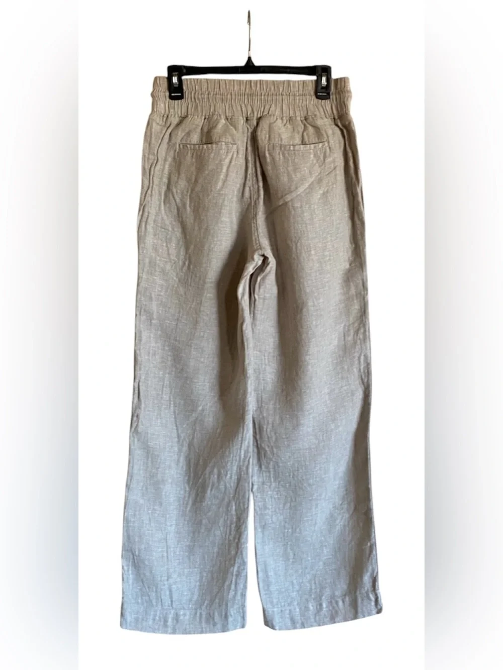 Quince Neutral Wide-Leg Linen-Blend Pants in Beige